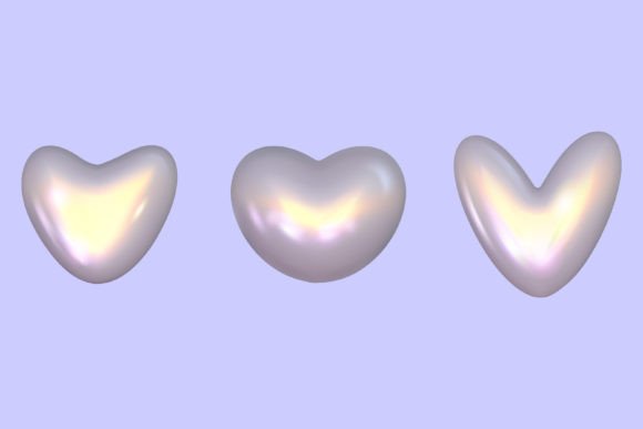 3 Chrome 3d Heart Set Metal
