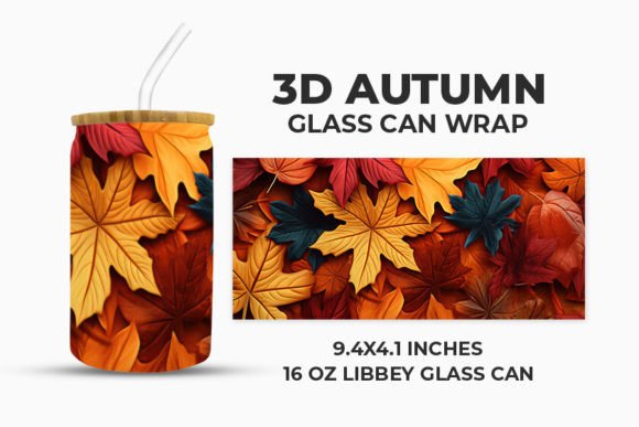 3D Autumn Glass Can Wrap