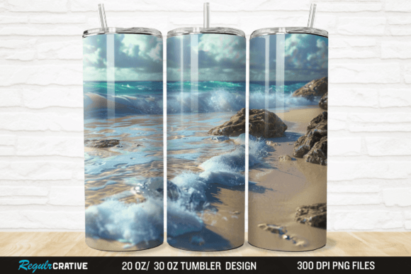 3D Beach Tumbler Wrap 20 Oz and 30 Oz