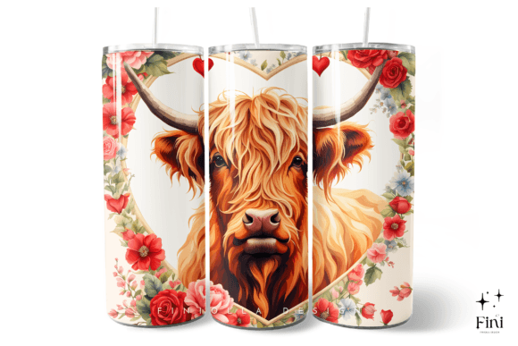 3D Cute Highland Cow Sublimation Tumbler