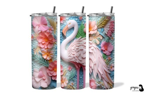 3D Flamingo Flower 20oz Skinny Tumbler