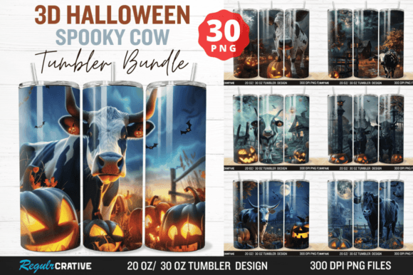 3D Halloween Spooky Cow Tumbler Bundle