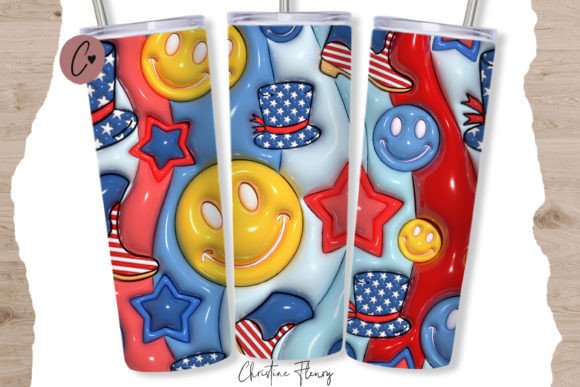 3D Inflated Retro 4th of July Tumbler