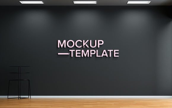 3d Logo Mockup Psd on Black Wall