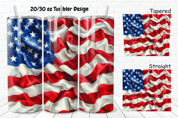 3D Patriotic American Flag Tumbler Wrap