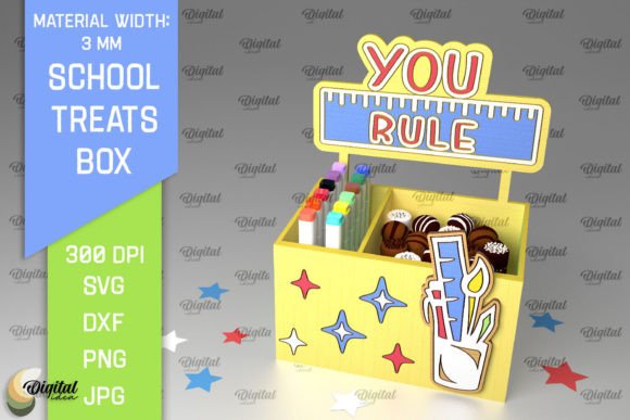 3D School Treats Box Laser Cut