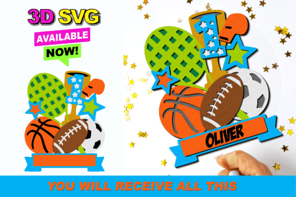 All Star Sport Cake Topper 3D SVG