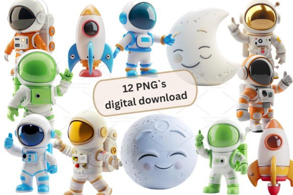 Astronaut 3d Clipart, PNG 3S-6: Elevating Digital Craft with High-Resolution Space Themes