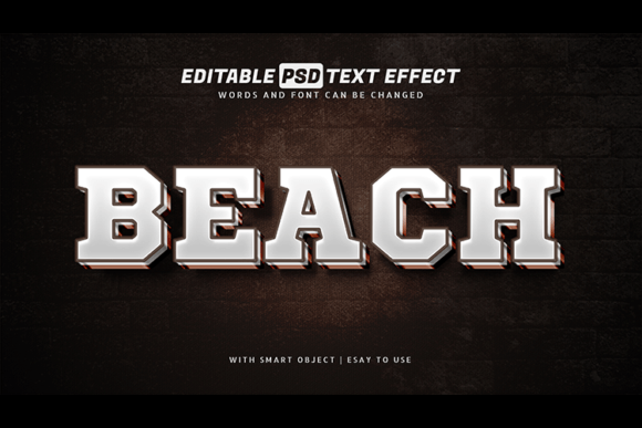 Beach 3d Text Effect Editable