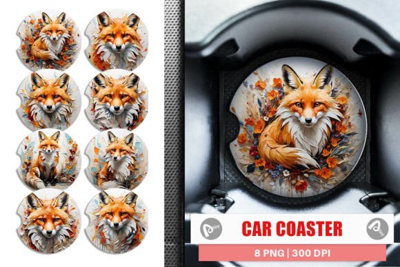 Car Coaster 3D Fox Painting
