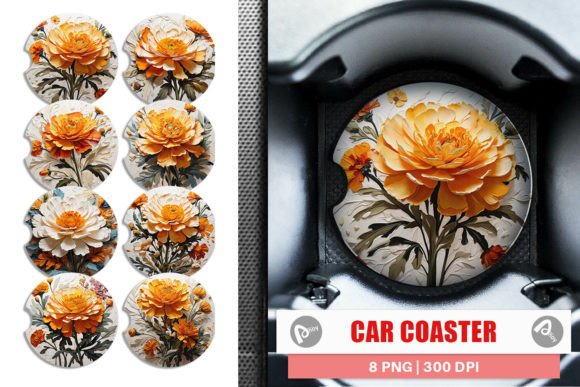 Car Coaster 3D Marigold Flower