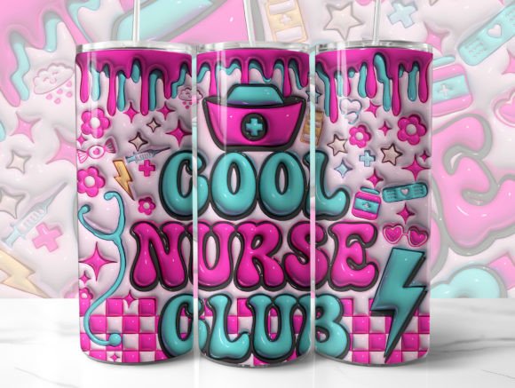 Cool Nurse Club 3D Inflated Tumbler Wrap