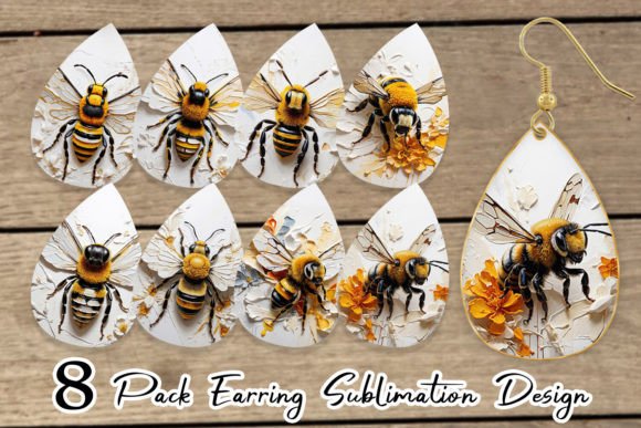 Earring 3D Bee Painting