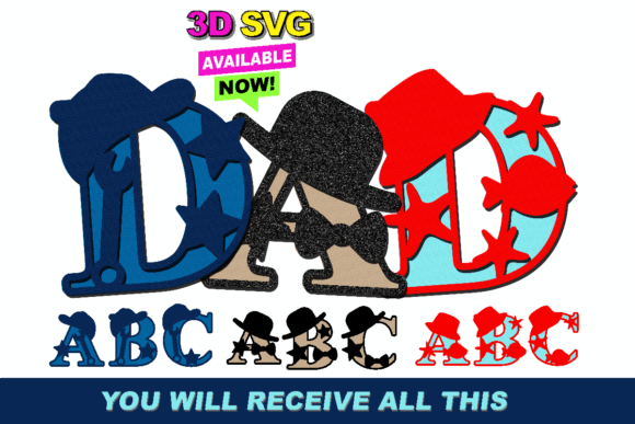 Fathers Day Alphabet 3D SVG