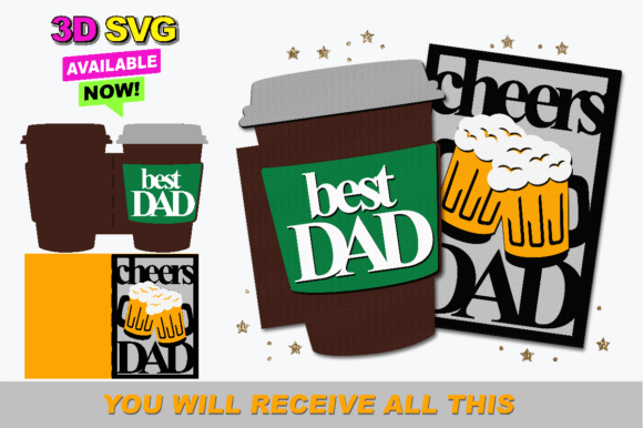 Fathers Day Card 3D SVG