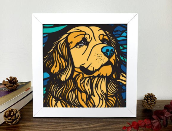 Golden Retriever Stained Glass 3D Box