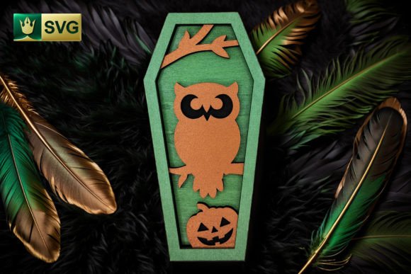 Halloween Coffin V4 Cute Owl SVG 3D