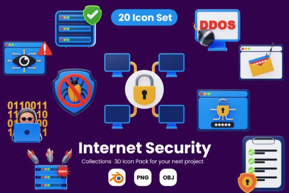 Internet Security 3D Icon: Elevate Your Digital Design