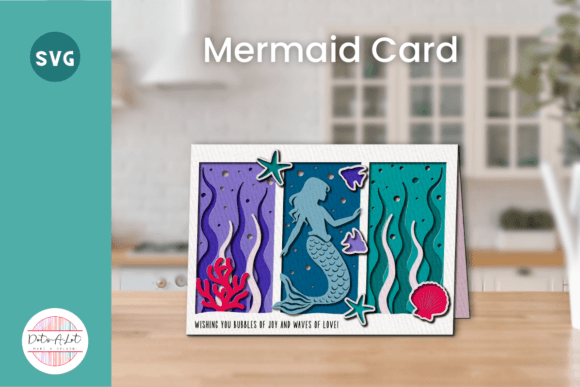 Mermaid Card 3D Layered SVG Cut File