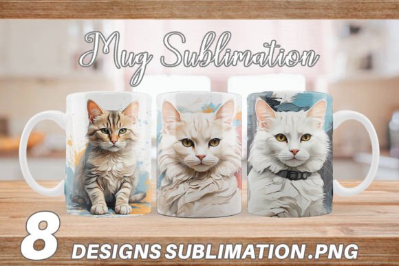 Mug Wrap 3D Cat Painting