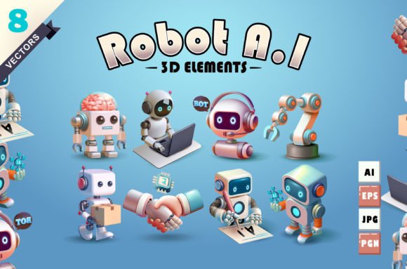 The Future a.I Robot 3D Elements Collection: Redefining Digital Aesthetics for Business and Creativity